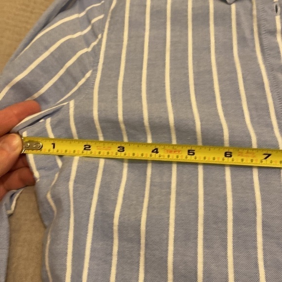 H&M blue and white striped button down shirt . Size 2 - Picture 7 of 9